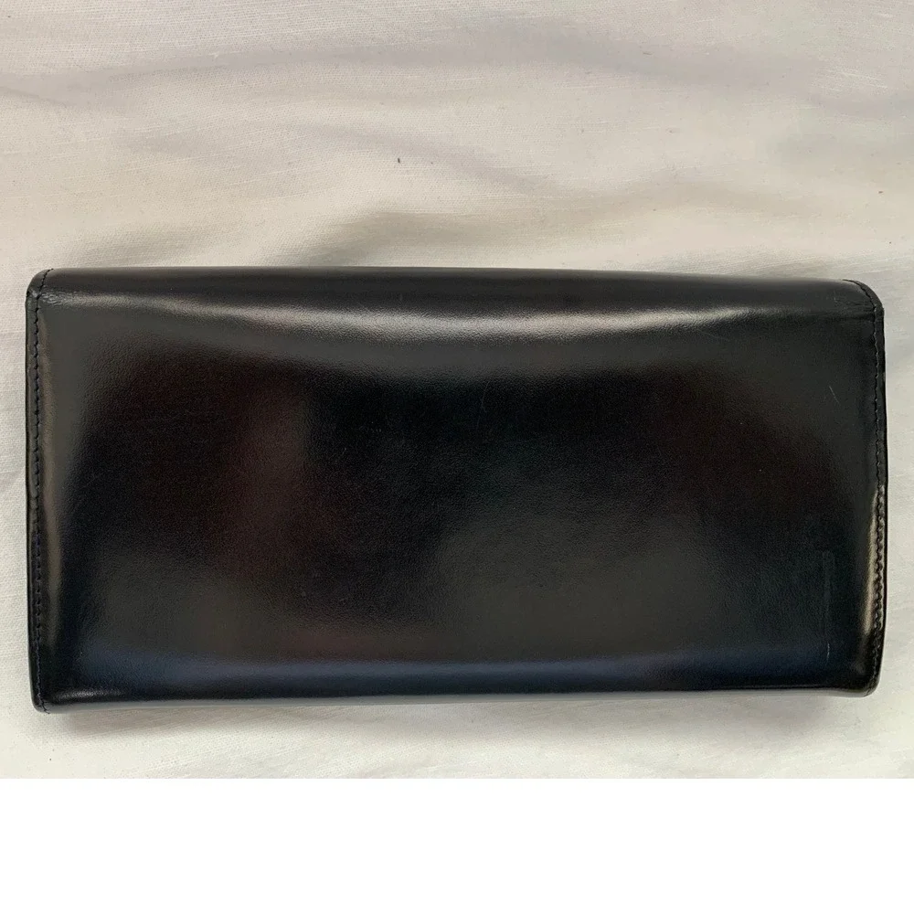 Cartier Love Collection Black Box‎ Calfskin Leather Long Wallet Silver #629